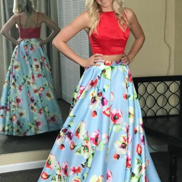 Jovani 2PC Prom Floral Prom Ball Gown - Picture 5 of 12